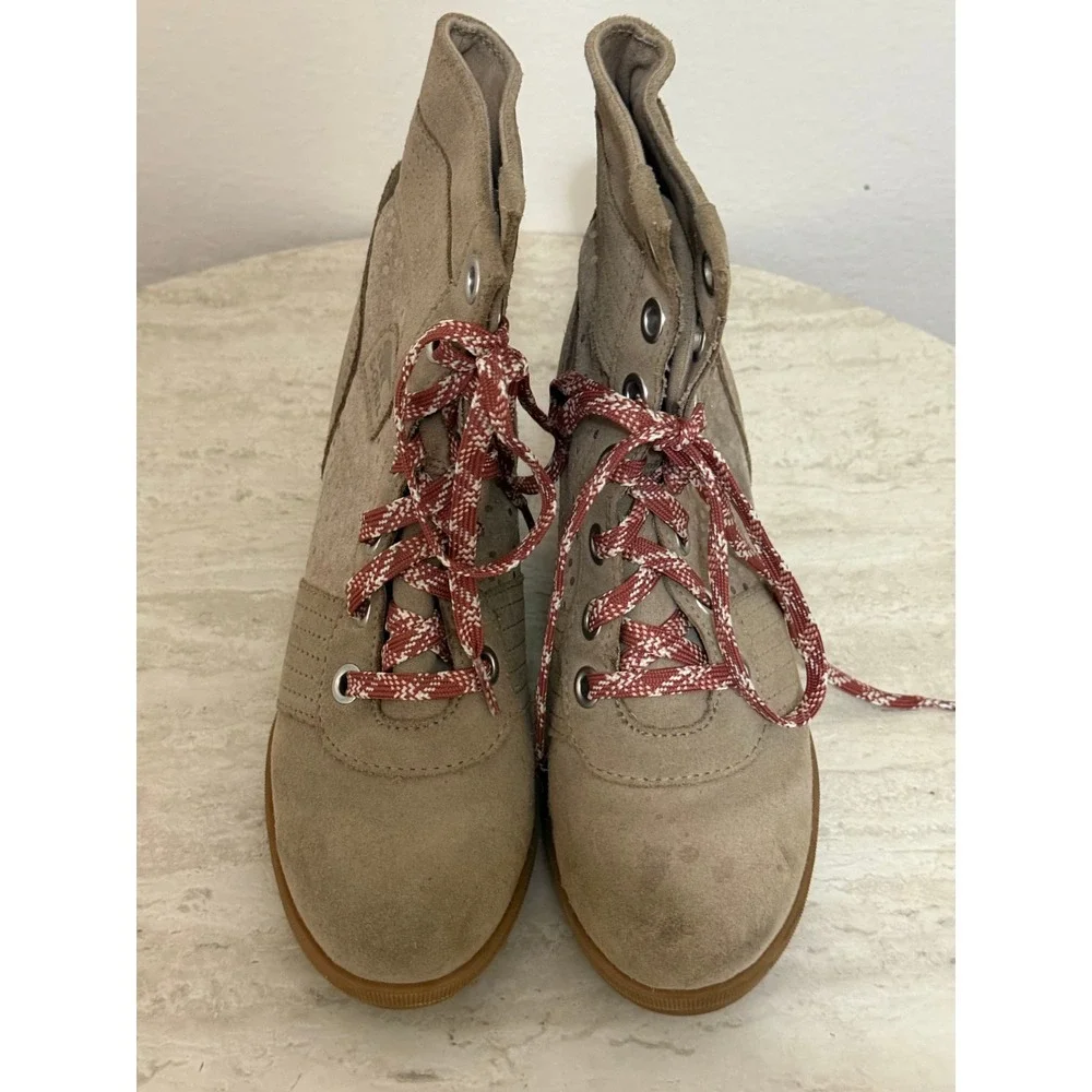 Sorel Kid Joan of Arctic Wedge Boot 4 Taupe Suede Sparkle Chic Gorp NY4556-264